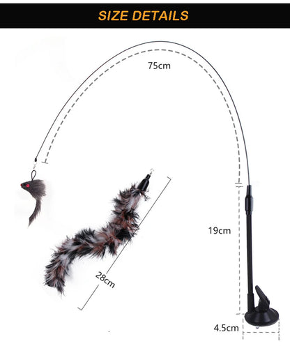 貓玩具模擬鳥互動吸盤羽毛鳥帶鈴鐺貓棒玩具幼貓玩逗貓棒玩具貓用品
