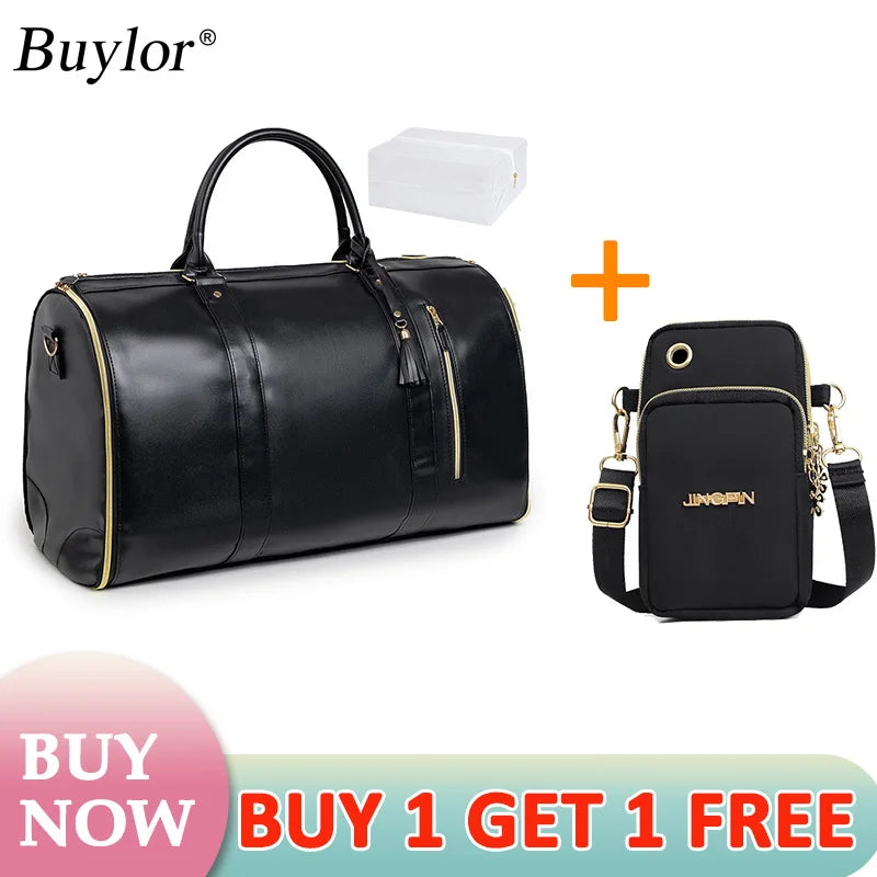 Buylor 2pcs Bags Folding Suit Bag Large Capacity Travel Luggage Bag With Shoe pouch Waterproof Women Handbag Outdoor Fitness Bag