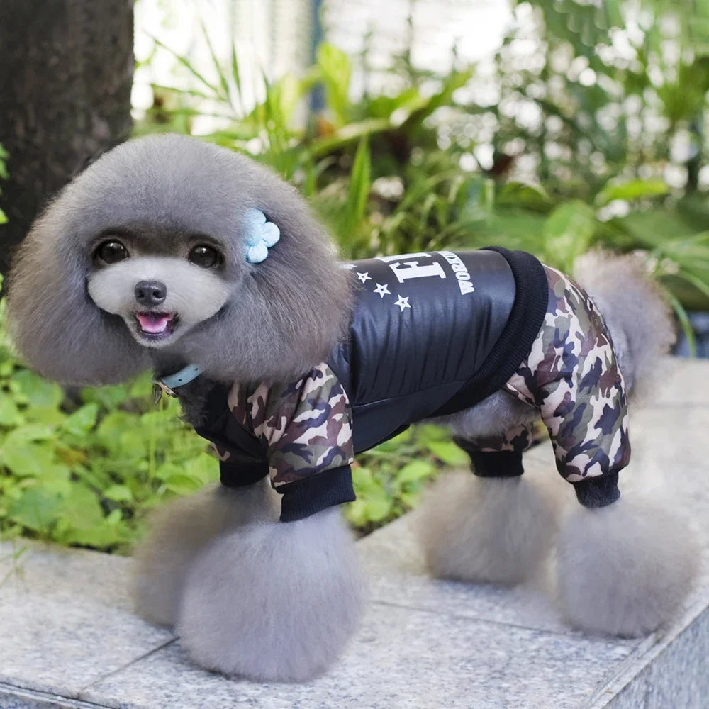 S to 2XL Large Dog Jacket Winter Warm Dog Clothes for Small Dogs Thicken Puppy Jumpsuit Camouflage FBI Big Dog Coat Pet Customes