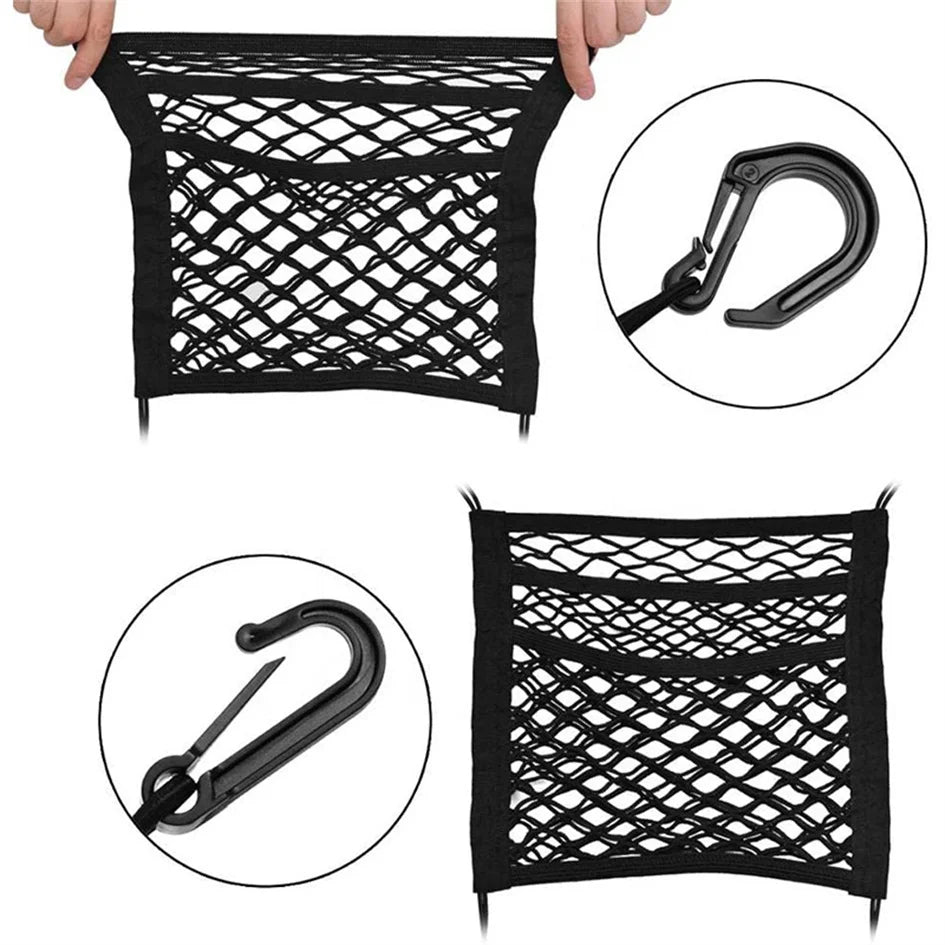 Dog Car Net Barrier Pet Travel Safety Barrier Car Carrier Rear Seat Fence Anti-collision for Child and Pets with Storage Bag