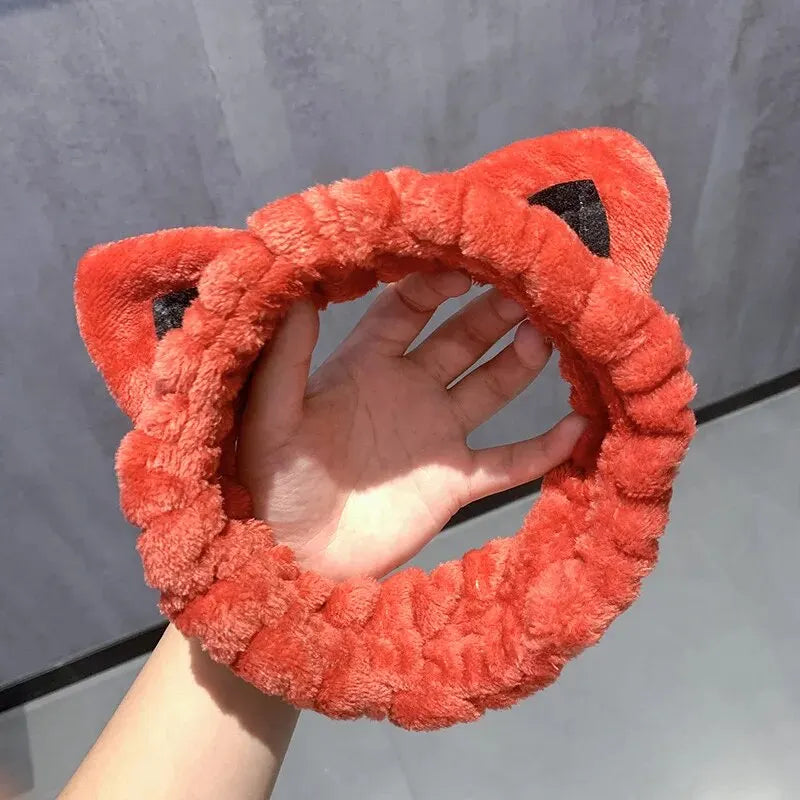 1PCS Face Wash Headband Hairband With Cat Ears Coral Fleece Cartoon Cute Creative Hair Accessories