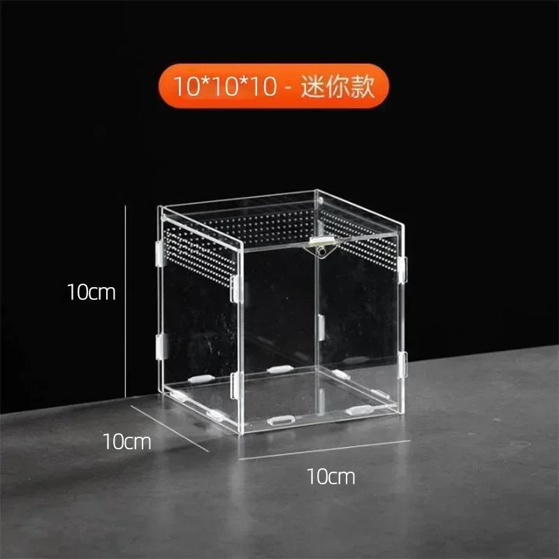 Transparent Acrylic Reptile Terrarium Habitat Box Nano Arboreal Tarantula Enclosure Spider Scorpion Bearded Dragon Habitat