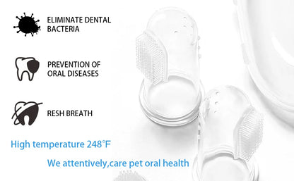 Silicone Soft Pet Finger Cuff Toothbrushes Dog Brush Bad Breath Tartar Teeth Care Tool Cat Cleaning Scrub Silicagel Pet Supplies