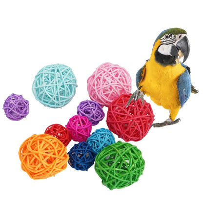 ペットの鳥のおもちゃ 噛むおもちゃ 鳥用ラタンボールおもちゃ オウム セキセイインコ オカメインコ 噛む遊びおもちゃ オウムケージおもちゃ 5個