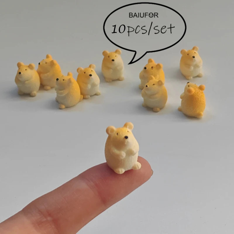 10PCS Dog Squirrel Fox Rabbit Sheep Duck Pig Cat Horse Frog Turtle Snake Koala Figurine Miniature Fairy Garden Decor Accessories