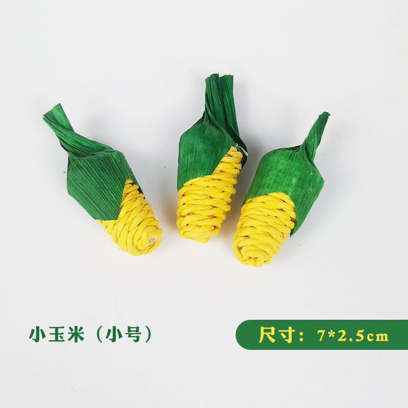 Hamster Rabbit Chew Toy Bite Grind Teeth Toys Corn Carrot Woven Balls for Tooth Cleaning Radish Molar Toys Pet Supplies 1pc