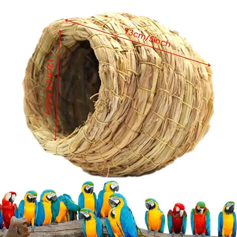 Birdcage Straw Handmade Bird Nest Interests Natural Fiber Simulation Birdhouse Resting Breeding Place For Birds Handmade Nest