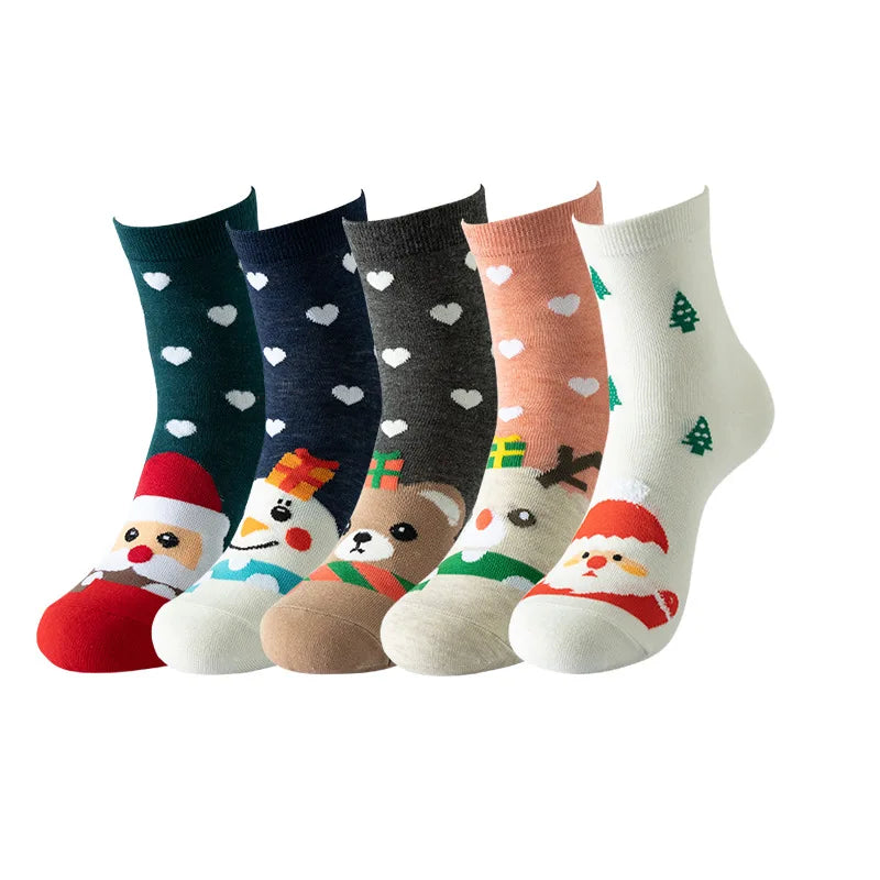 5 Pairs Women Socks Cartoon Cat Cute Funny Personality Soft Comfortable Chrismas Gift High Quality Cotton Socks For Women