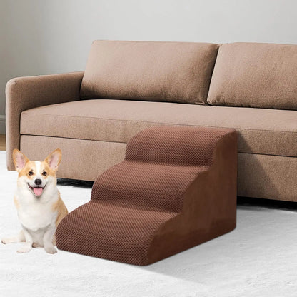 Pet Stairs for Large Dog Cat High Density Soft Foam Small Dog Ramp Ladder Stair Extra Wide Non-Slip Steps for High Bed or Couch