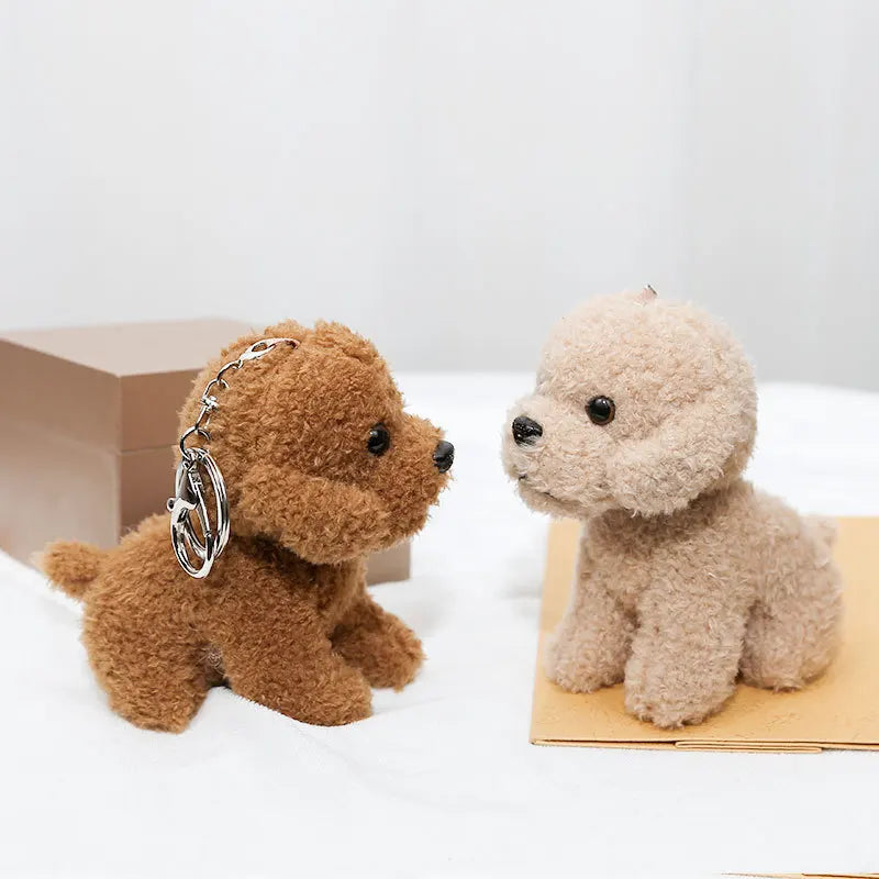 12cm Cute Teddy Dog Plush Keychain Small Pendant Kids Toys Backpack Hangings Stuffed Animals Christmas Birthday Gifts