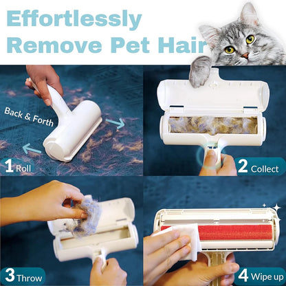 Pet Hair Remover With Washable Double-Sided Drum Adhesive Brush Suitable For Sofa Carpet Clothing And Bedding Hair Removal Tools