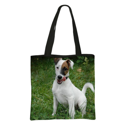 Jack Russell Terrier Women Tote Bag Labrador Print Pets Dog Student Casual Daily Use Single Handbags Portable Shoulder Bag Gift