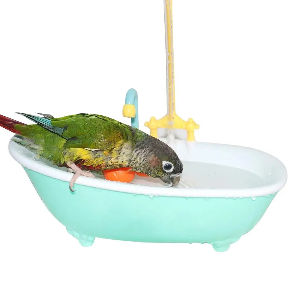 Parrot Automatic IntelligentBath Bird Shower Bathtub Supplies Blue Cute Plastic Cage AccessoriesHousehold Accessory Bird Bath