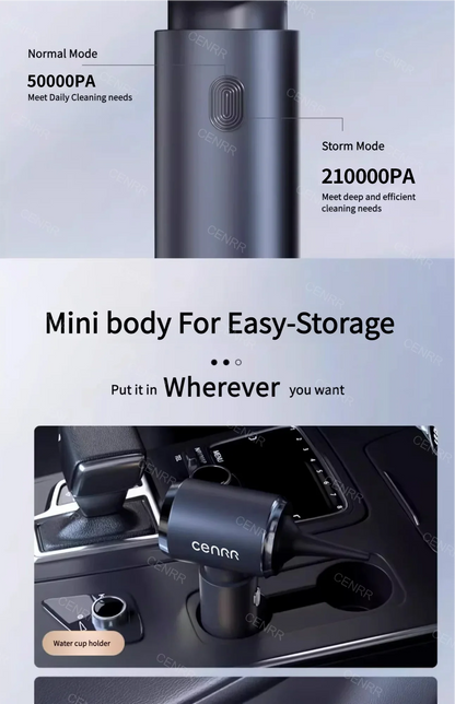 CENRR 210000PA Mini Car Vacuum Cleaner Wireless Powerful Vacuum Car Cleaner Handheld Portable Vacuum Cleaner Cleaning Machine