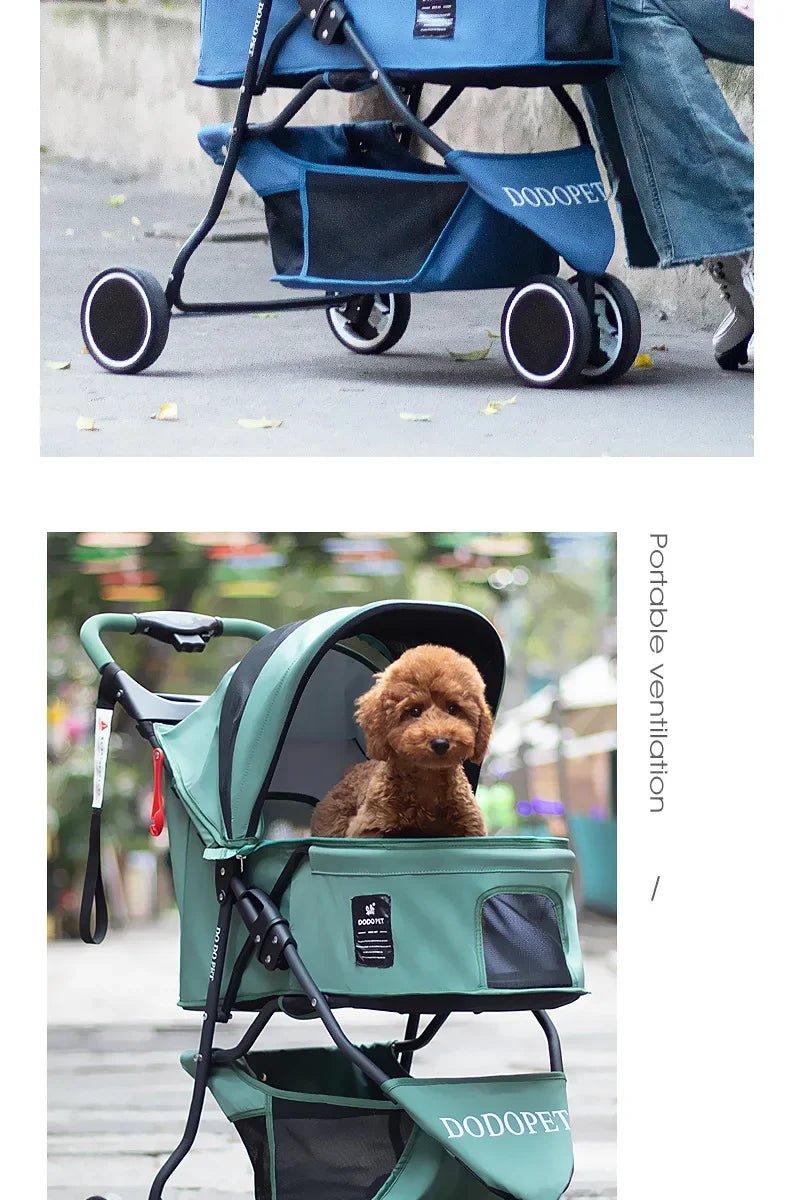 Small and Medium Sized High Landscape Pet Stroller One Click Folding Outdoor Dog Walking Cart Stylish and Breathable Tricycle