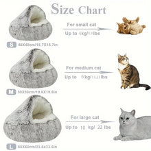 冬用ロングプラッシュペットキャットベッド ラウンドキャットクッションハウス 暖かいキャットバスケット キャットスリープバッグ キャットネストケンネル 2 in 1 小型犬 猫用