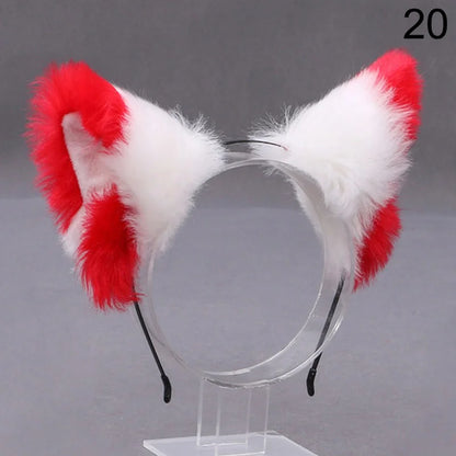 Fox Cat Ear Plush Hair Hoops Cosplay Fluffy Plush Hairband Headband Women Girl Masquerade Party Headwear Hair Accessories