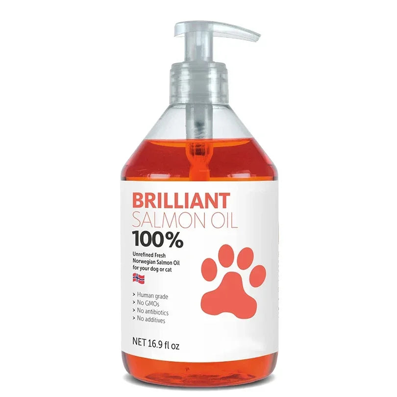 500ml Natural Salmon Oil for Dogs - Omega Fatty Acids Supplement - Human Grade Nutritional Health Support