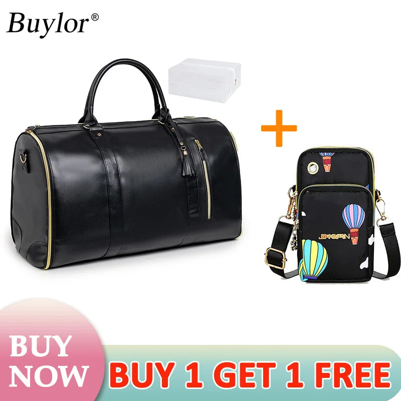 Buylor 2pcs Bags Folding Suit Bag Large Capacity Travel Luggage Bag With Shoe pouch Waterproof Women Handbag Outdoor Fitness Bag