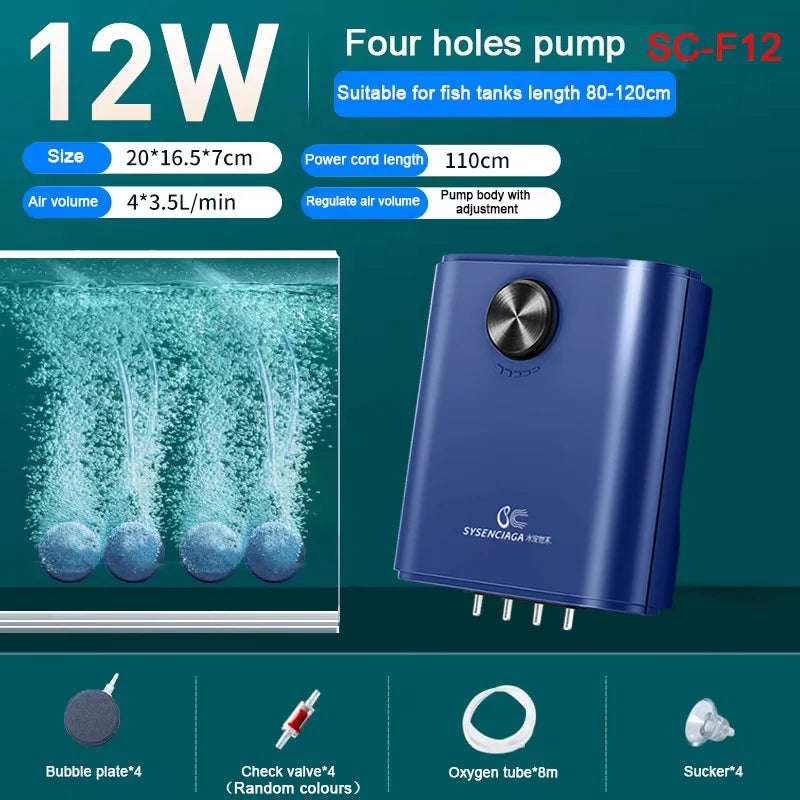 Silent Aquarium Oxygen Air Pump with Check Valve Fish Tank compactor Oxygenator Aquarium Air Compressor Aerator 220v 3w-14w