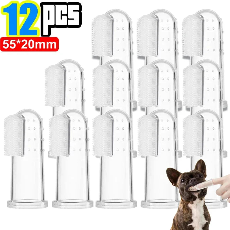Silicone Soft Pet Finger Cuff Toothbrushes Dog Brush Bad Breath Tartar Teeth Care Tool Cat Cleaning Scrub Silicagel Pet Supplies