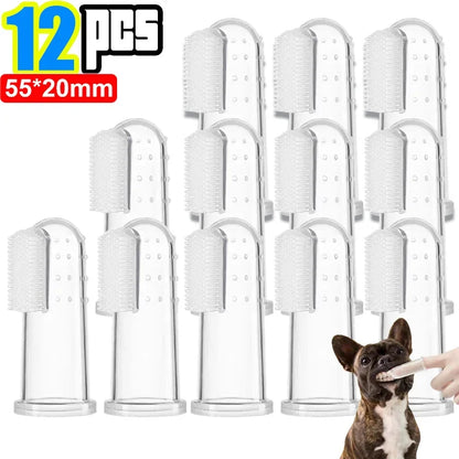 Silicone Soft Pet Finger Cuff Toothbrushes Dog Brush Bad Breath Tartar Teeth Care Tool Cat Cleaning Scrub Silicagel Pet Supplies
