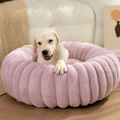 Round Plush Dog Bed for Medium Pets, Winter Soft Nest