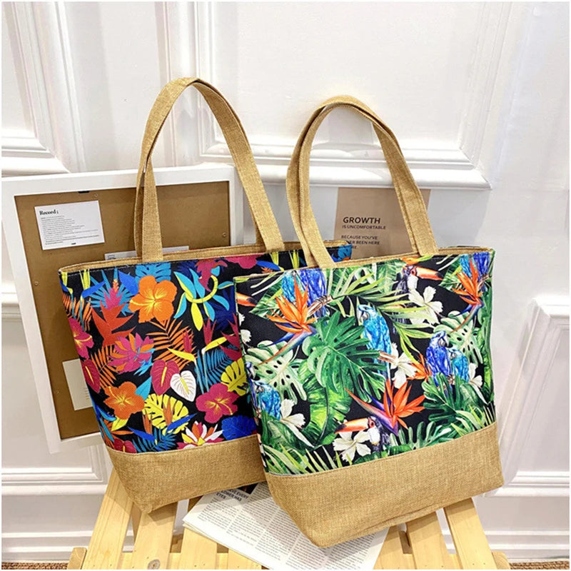 Women Handbag Floral Printed Beach Shopping Large Capacity Tote Bag Fashion Casua High Capacity Travel Ladies Shoulder Bag New