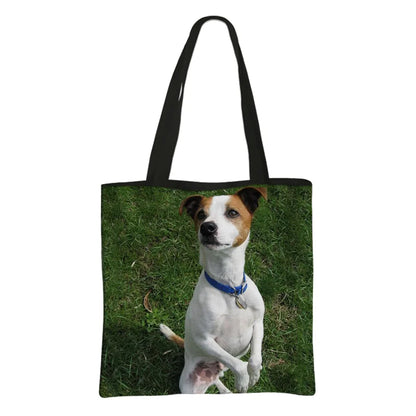 Jack Russell Terrier Women Tote Bag Labrador Print Pets Dog Student Casual Daily Use Single Handbags Portable Shoulder Bag Gift