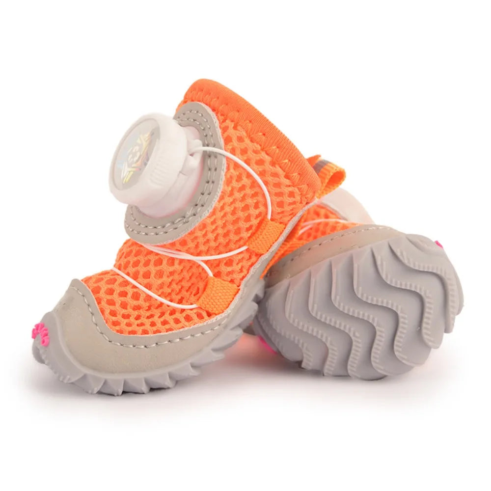 4pcs/set Protecting Breathable Dog Mesh Shoes Adjustable Anti-slip Pet Boots Thin Soft Sole Dog Sneakers Summer Season