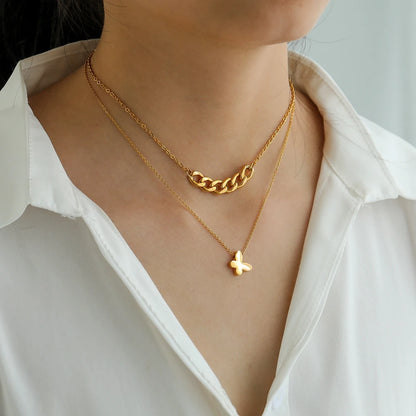 Multilayer Vintage Butterfly Necklace For Women Gold Color 316L Stainless Steel Blade Snake Chain Charms Choker Jewelry Gift