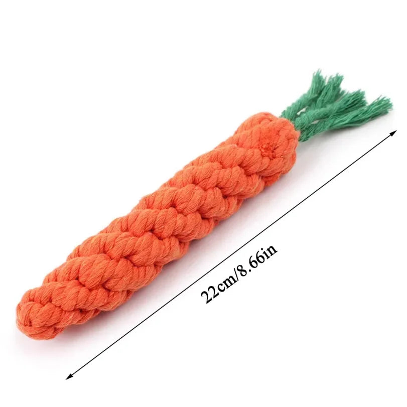 1Pcs Carrot Dog Bite Rope Pet Dog Toys Safe Durable Braided Bite Dog Chew Toys Resistant Puppy Molar Cleaning Teeth Cotton Rope
