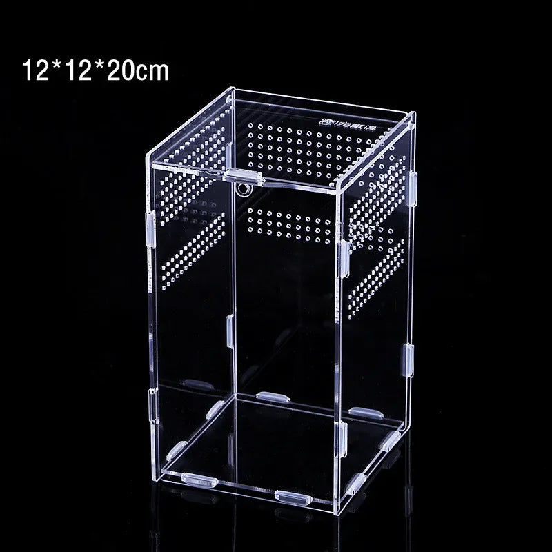 Acrylic Transparent Reptile Terrarium Breeding Box Turtle Cage Nano Arboreal Tarantula Enclosure Dearded Dragon Reptiles Habitat