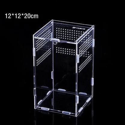 Acrylic Transparent Reptile Terrarium Breeding Box Turtle Cage Nano Arboreal Tarantula Enclosure Dearded Dragon Reptiles Habitat