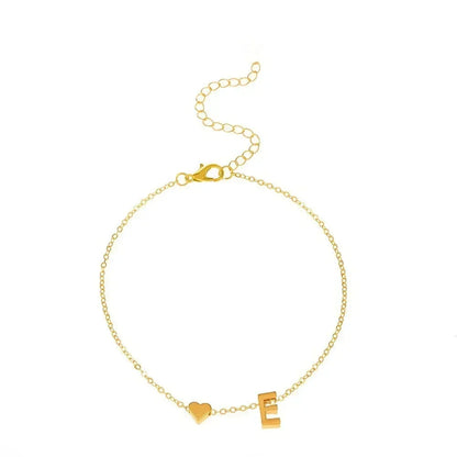 Fashion English Initial Letter Heart Bracelet DIY Personalized Name Bracelets Girls Women Anniversary Jewelry Gifts