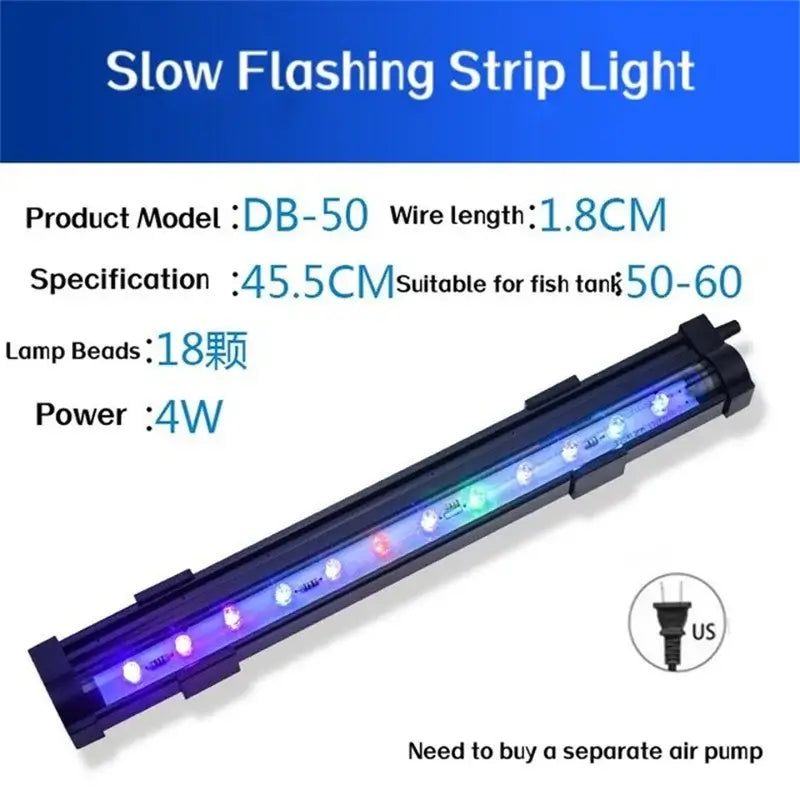 Aquarium Fish Tank LED Colorful Light EU/US Plug Submersible Waterproof Bar Strip Lamp Submersible Lightings Tank Decoration