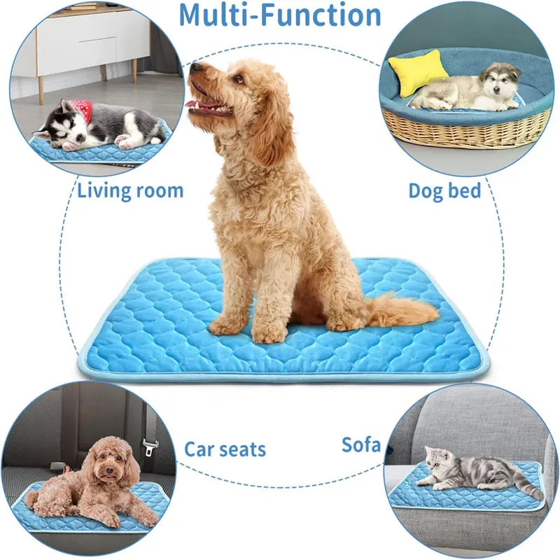 Dogs Self Cooling Mat Pet Cat Cooling Mat And Sleeping Pad For Pets Summer Cool Pads Blanket Washable Ice Silk Breathable Mat