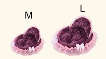 Cute Bow Lace Dog Bed Small Puppy Mattresses Sleeping Mat On The Floor Warm Mat Detachable Pet Dog Basket Pet Beds Furnitures