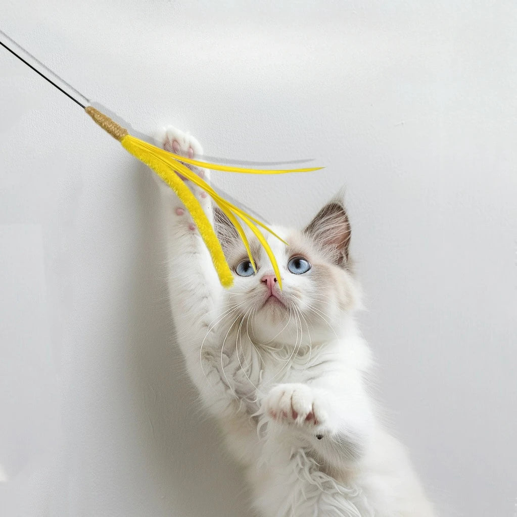 1pc Dog tail grass cat teaser stick long pole bite-resistant cat toy to relieve boredom, handheld cat teaser stick