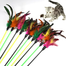 1pc  Hot Sale Cat Toys Random Color Make A Cat Stick Feather Black Coloured Pole Like Birds With Small Bell