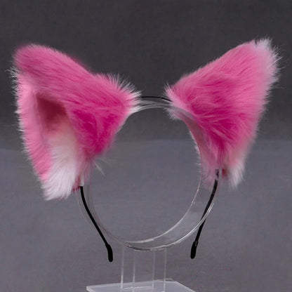 Fox Cat Ear Plush Hair Hoops Cosplay Fluffy Plush Hairband Headband Women Girl Masquerade Party Headwear Hair Accessories