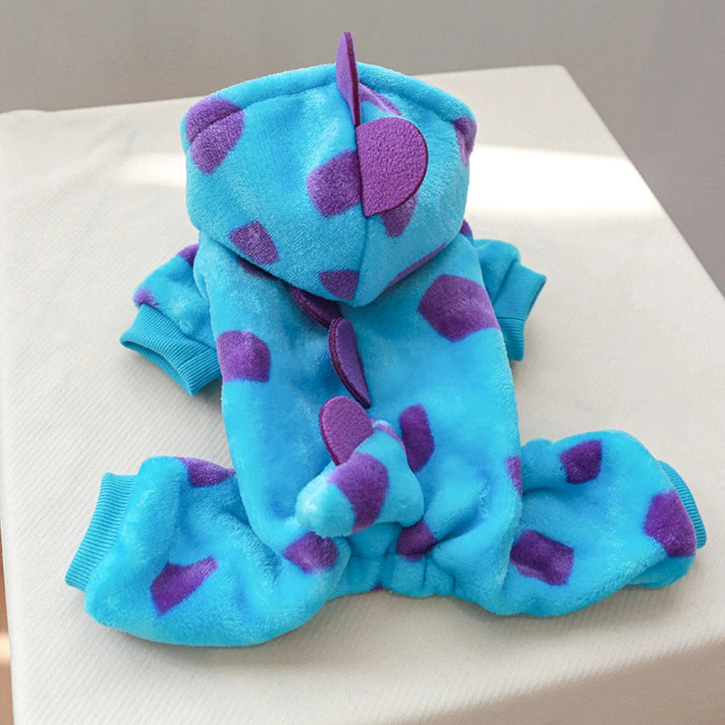 Super Soft Fleece Pet Clothing for Puppy Autumn Winter Plush Warm Dog Overalls Four Legged Dinosaur Unicorn Cosplay Cat Clothing