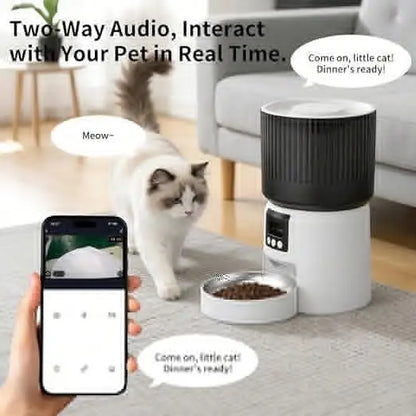 Smart Pet Feeder with HD Video, 5L Large Capacity, 2-Way Audio, Night Vision, Auto Feeding for Cats Dogs