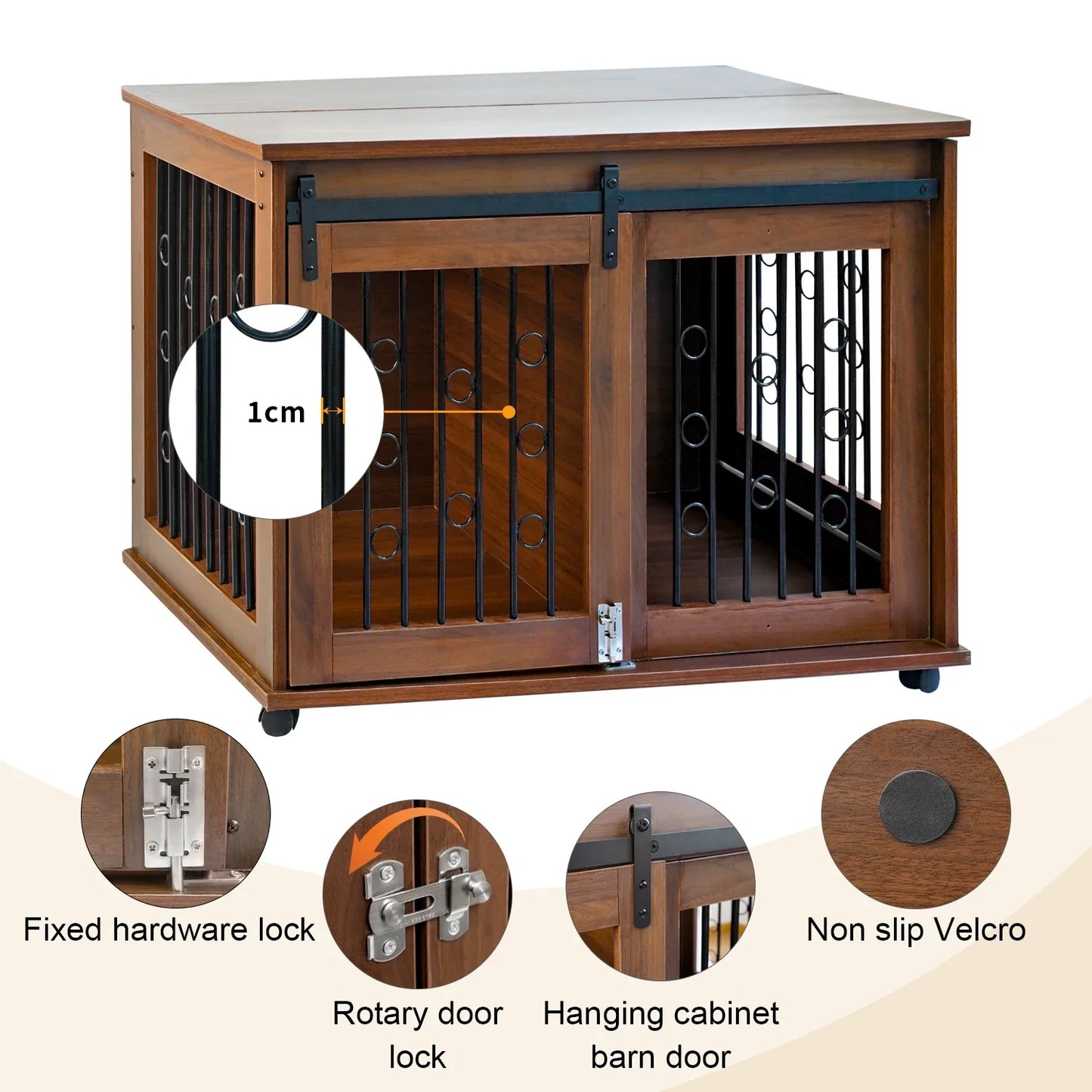 Luxury Wooden Dog Crate with Doors for Small Animals