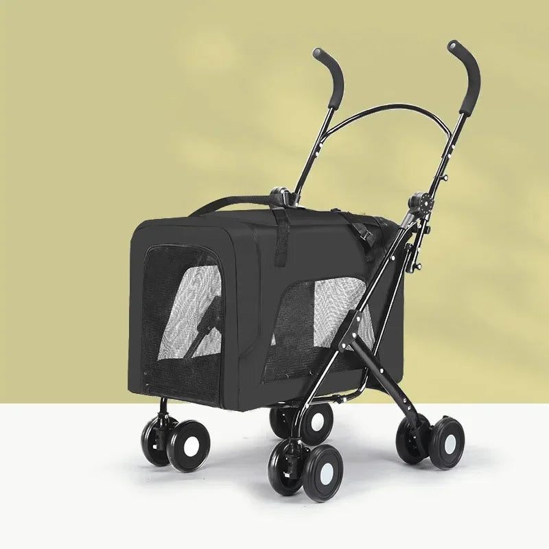 Portable Folding Outdoor Dog Cart Carriage Pet Cat Stroller Trolley Pet Carrier for Large Medium Dogs