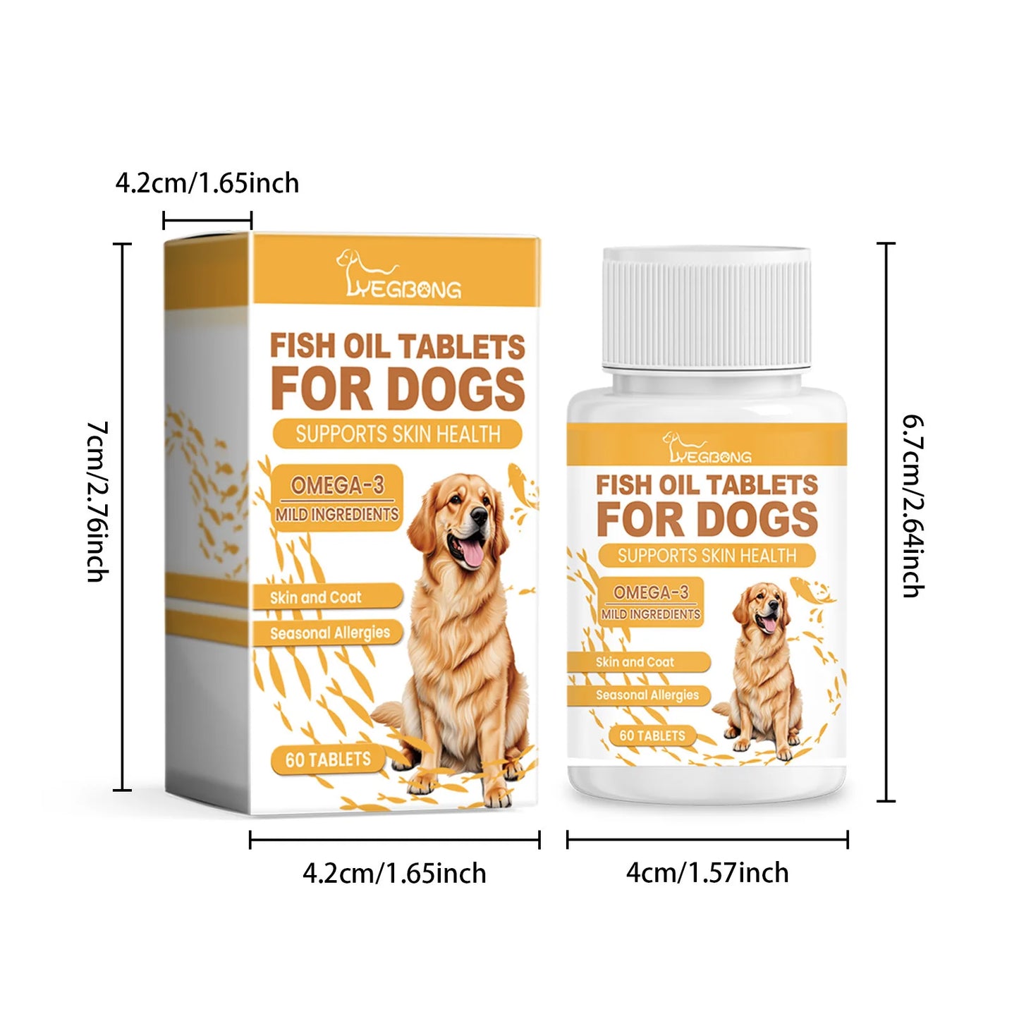Canine Multivitamin Fish Oil Tablets for Dogs Coat Care Formula with Omega-3, Reduce Shedding & Nourish Skin Health Supplement