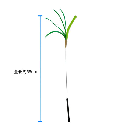 1pc狗尾巴草逗貓棒長桿耐咬貓玩具緩解無聊手持逗貓棒