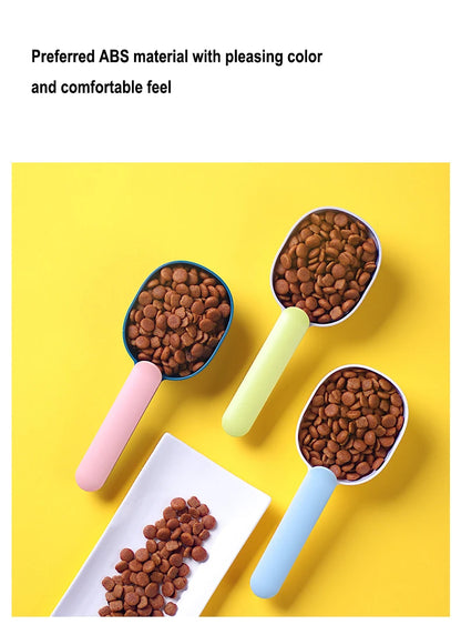 Pet Cat Dog Food Shovel with Sealing Bag Clip Spoon Multifunction Thicken Feeding Scoop Tool Creative Measuring Cup Pet Supplies