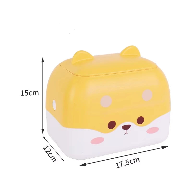 Desktop Trash Can cartoon Dog Waste Bin With Lid Household Mini Bin For Bedside Office  Table Trash Can