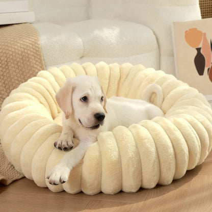 Round Plush Dog Bed for Medium Pets, Winter Soft Nest